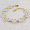 Stunning Rainbow Moonstone Brass Bracelet J - BZB999 18K Gold Plated Cut Oval 8x10mm Bezel Setting Brass Bracelet